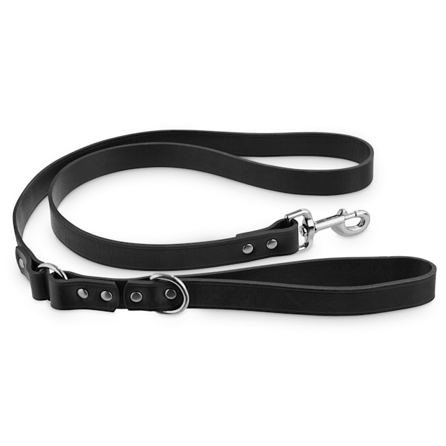 Bond & Co. Black Leather Dog Leash, 5 ft. - Carousel image #1