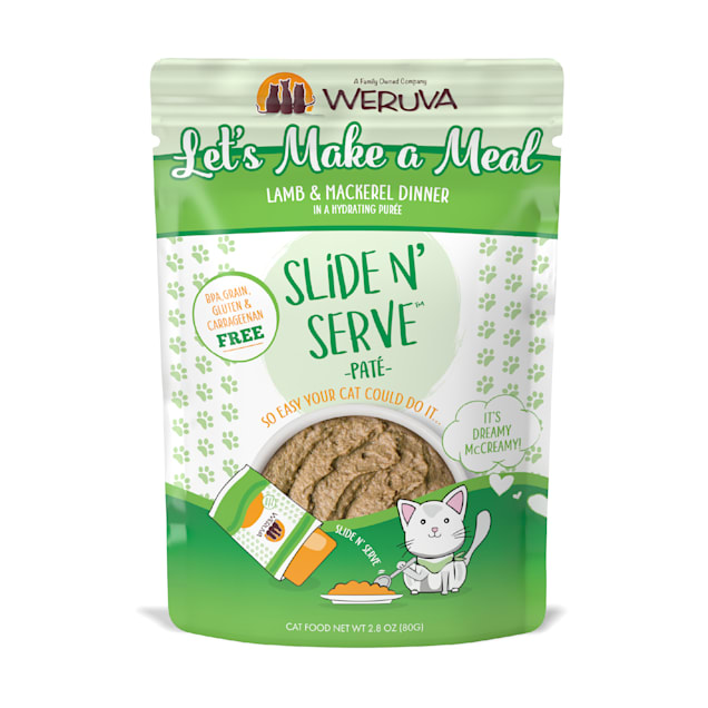 Weruva Pate Let's Make a Meal Lamb & Mackerel Dinner in a Hydrating Puree Wet Cat Food, 2.8 oz., Case of 12 - Carousel image #1