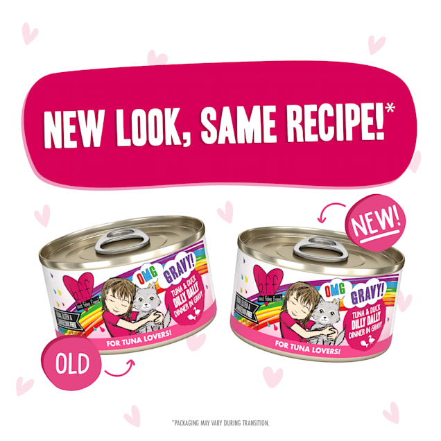 B.F.F. OMG Dilly Dally Tuna Duck Dinner in Gravy Wet Cat Food