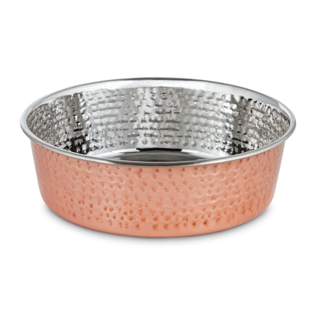 Harmony CopperPlated and Hammered StainlessSteel Dog Bowl, 11 Cups