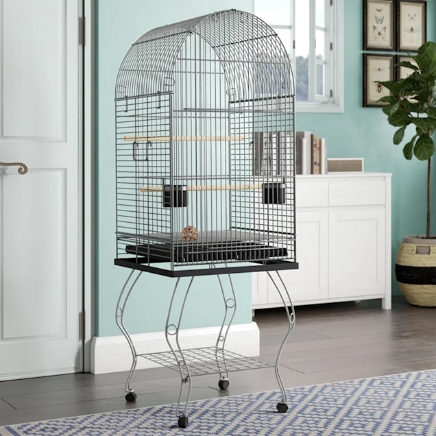 YML Dometop Silver Parrot Cage, 20" L X 20" W X 58" H Petco