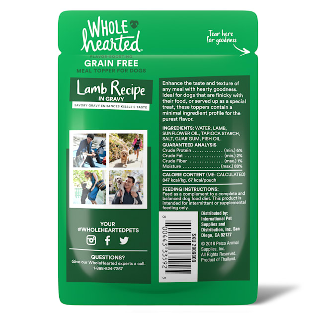 WholeHearted Lamb Recipe in Gravy Dog Meal Topper 2.8 oz. Case of 6
