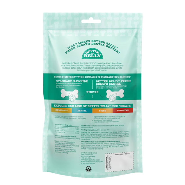 Better Belly Fresh Breath Large Roll Chews for Dogs 4 oz. Pack