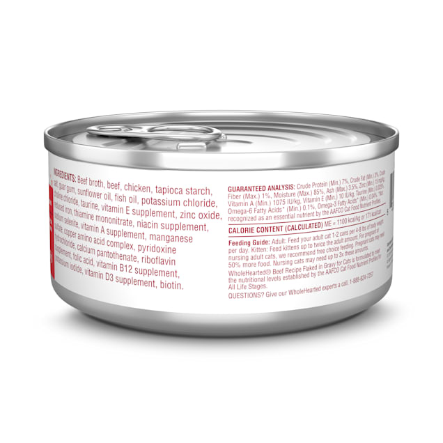 WholeHearted Grain Free Beef Recipe Flaked Wet Cat Food for All Life Stages 5.5 oz. Petco