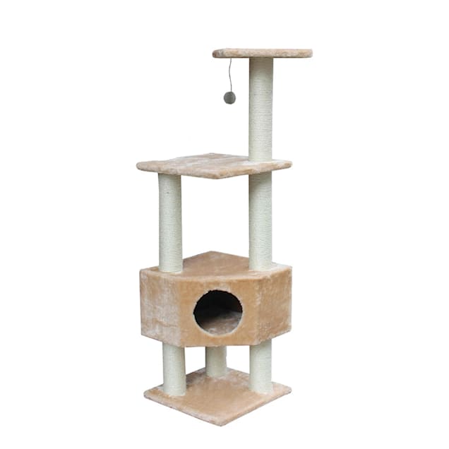 Kitty Mansions Houston Beige Cat Tree, 51" H - Carousel image #1