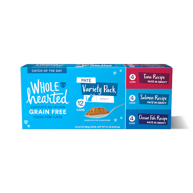 WholeHearted Grain Free Pate Catch of the Day Wet Cat Food Variety Pack for All Life Stages, 2.8 oz. - Carousel image #1