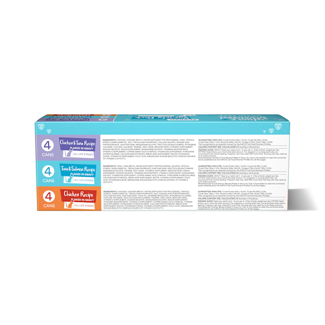 WholeHearted Grain Free By Land and Sea Flaked Wet Cat Food Variety Pack for All Life Stages 2.8 oz. Count of 12