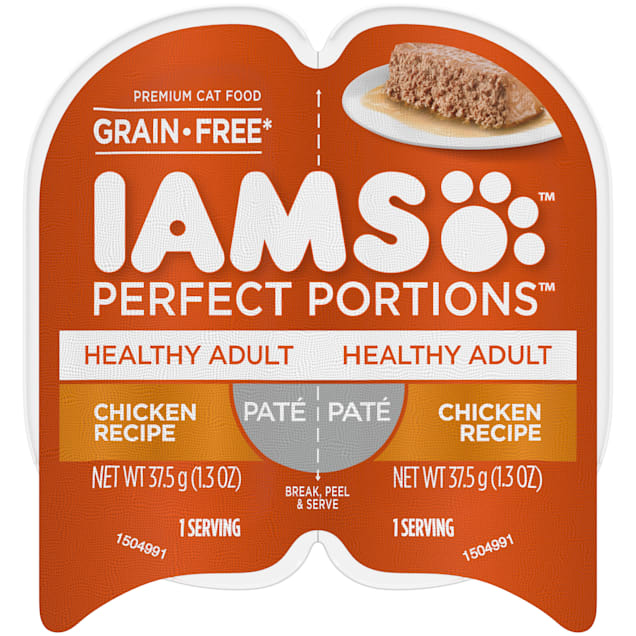 IAMS Perfect Portions Healthy Adult Grain Free Chicken Recipe Wet Cat Food Pate 2.6 oz