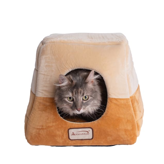 Armarkat House Cat Bed in Brown and Beige, 14" L X 14" W - Carousel image #1