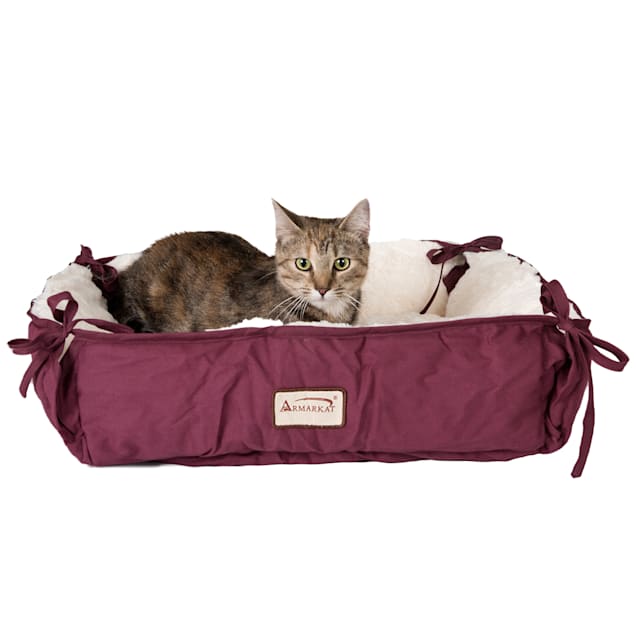 Armarkat Square Cat Bed in Burgundy, 16" L X 16" W - Carousel image #1