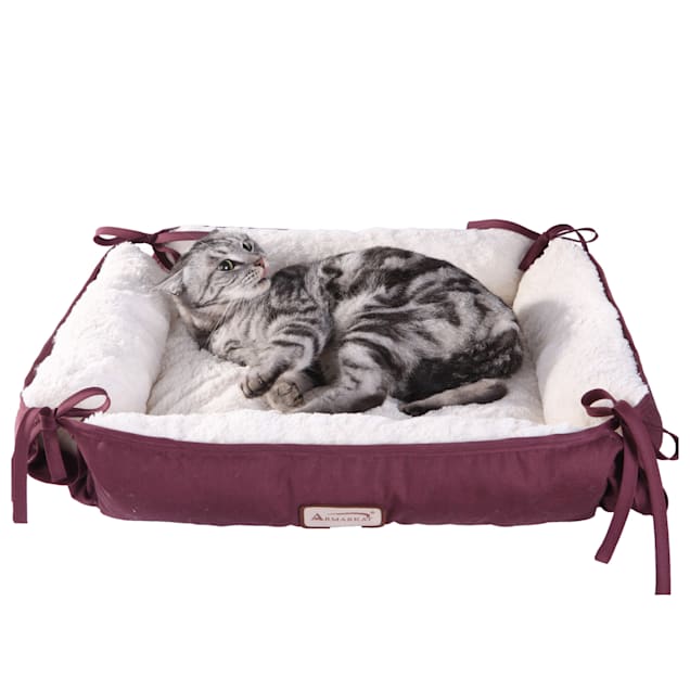 Armarkat Square Cat Bed in Burgundy, 16" L X 16" W - Carousel image #1