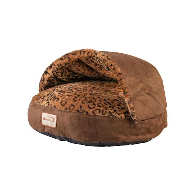 Armarkat Canopy Cat Bed in Mocha and Leopard, 20" L X 20" W - Carousel image #1