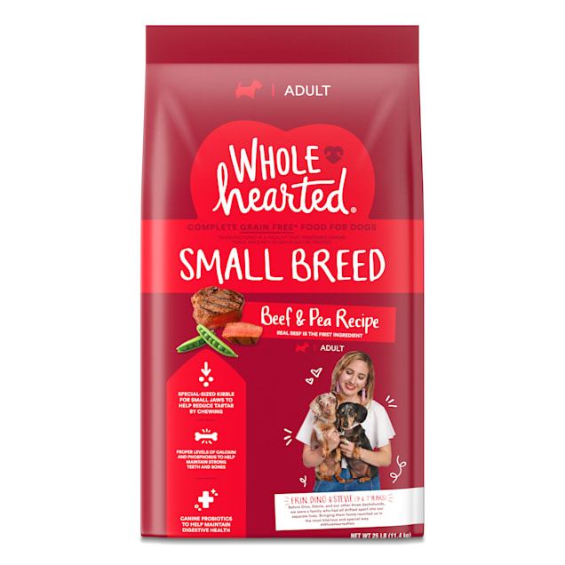 WholeHearted Grain Free Small-Breed Beef and Pea Recipe Adult Dry Dog Food, 25 lbs. - Carousel image #1