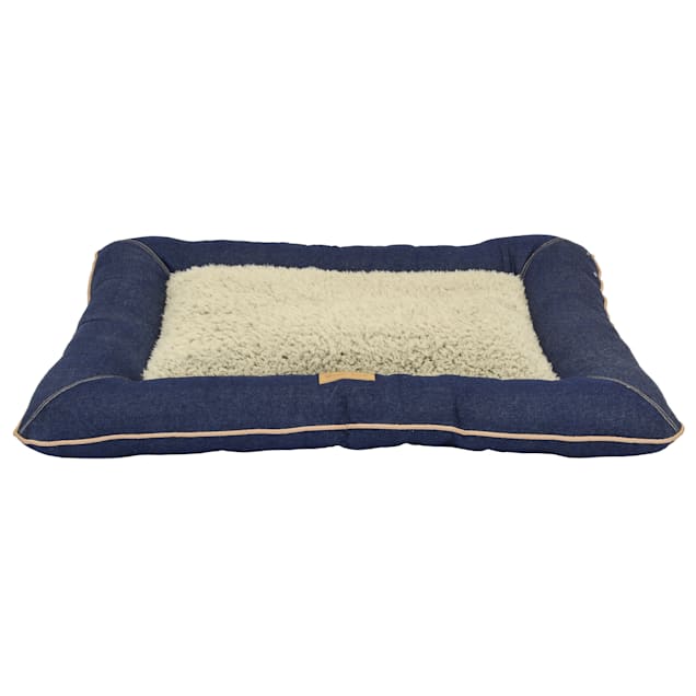 Dallas Manufacturing Denim Pillow Grey Piping Dog Bed, 36" L X 26" W - Carousel image #1