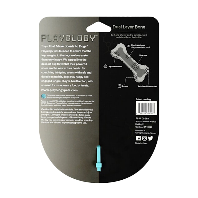 Playology Dual Layer Bone Dog Toy Peanut Butter Scent Small Petco