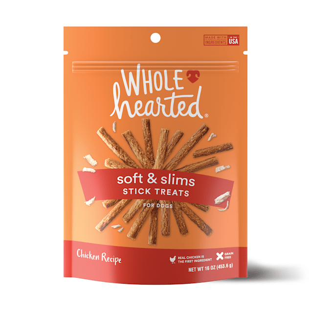 WholeHearted Grain Free Soft and Chewy Chicken Recipe Dog Stick Treats, 16 oz - Carousel image #1