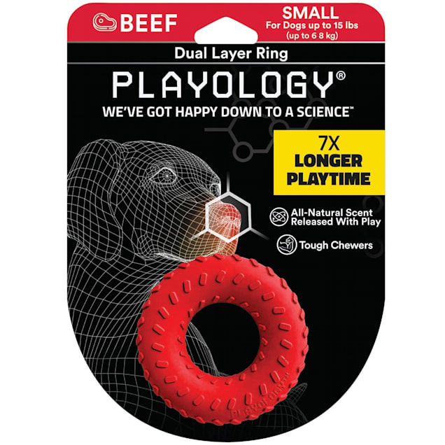 Playology Dual Layer Ring Dog Toy Beef Scent Small Petco
