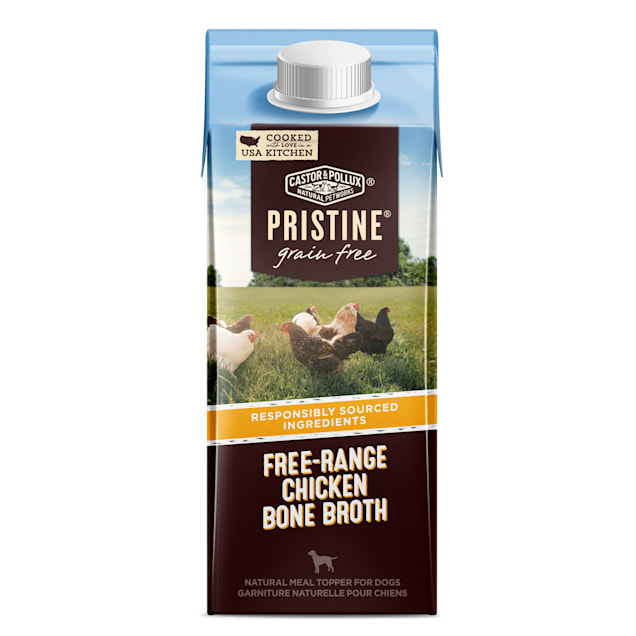 Castor & Pollux Pristine Grain Free Free-Range Chicken Bone Broth Meal Topper Wet Dog Food, 8.4 oz., Case of 24 - Carousel image #1