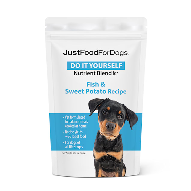 JustFoodForDogs Do-It-Yourself Fish and Sweet Potato Canister Dog Food Nutrients, 168 Gram - Carousel image #1