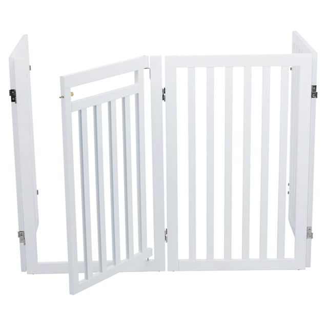 TRIXIE Dog Barrier Four Panel White Gate, 80"-20" L x 2" W x 31.5" H - Carousel image #1