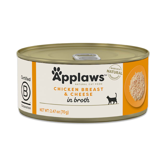 Applaws Natural Chicken Breast with Cheese in Broth Wet Cat Food, 2.47 oz., Case of 24 - Carousel image #1
