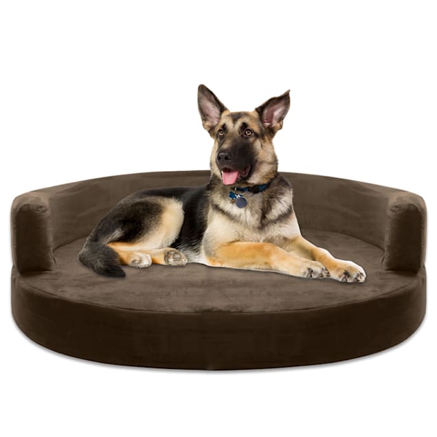 Kopeks Orthopedic Memory Foam Round Brown Sofa Bed for Dogs, 50" D - Carousel image #1