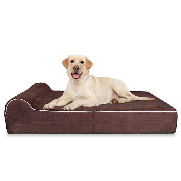 Kopeks Orthopedic Brown Bed with Pillow for Dogs, 50" L X 34" W X 7" H - Carousel image #1