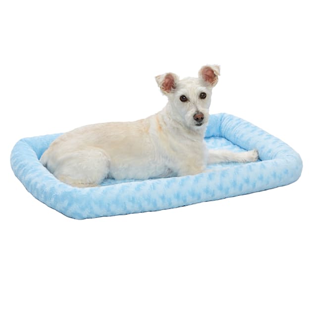 Midwest Quiet Time Bolster Blue Dog Bed, 30" L X 21" W - Carousel image #1