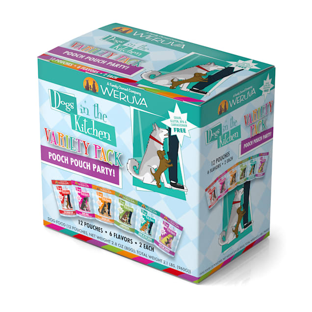 Weruva Dogs in the Kitchen Pooch Pouch Party! Variety Pack Wet Dog Food,  2.8 oz., Count of 12