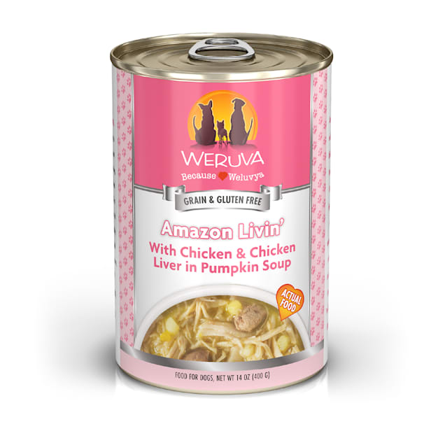 Weruva Classics Amazon Liver with Chicken & Chicken Liver in Pumpkin Soup Wet Dog Food, 14 oz., Case of 12 - Carousel image #1