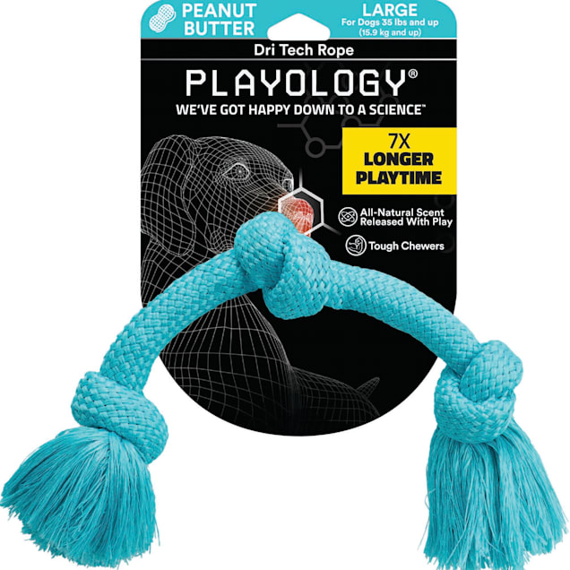 Playology Dri-Tech Dental Rope Peanut Butter Scented Dog Toy - Large