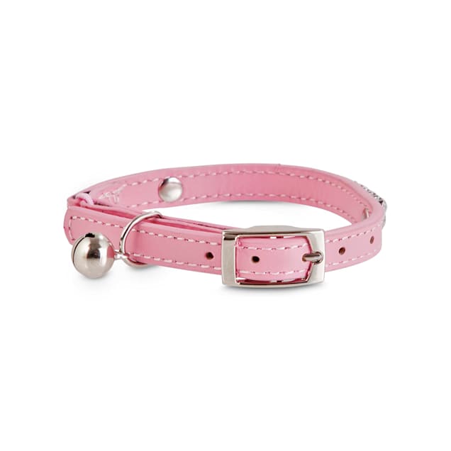 Pink leather cat collar clearance