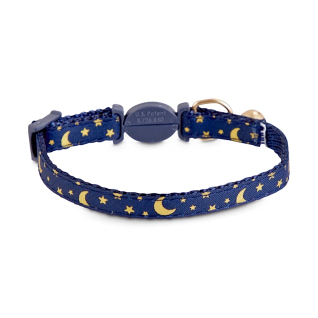 Glow in The Dark Kitten Size 6.5-10 Neck, Aqua Safety Breakaway Cat Collar waaag Pet Collar Gold Moons and Stars Cat Collar