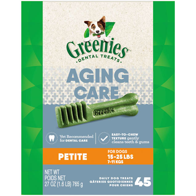 Greenies Aging Care Petite Natural Dog Dental Care Chews Oral Health Dog Treats, 27 oz., Count of 45 - Carousel image #1