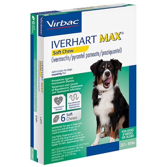 Iverhart Max Soft Chews for Dogs 25 to 50 lbs 6 Month Supply Petco