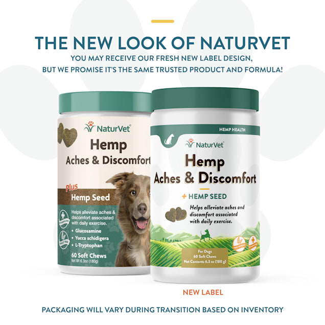 NaturVet Hemp Aches Discomfort Plus Hemp Seed Soft Chews for