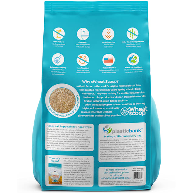 sWheat Scoop Original Natural Clumping Wheat Cat Litter 36 lbs