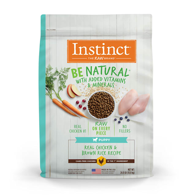Instinct Natural Puppy Real Chicken Brown Rice Recipe Freeze-Dried Raw Coated Dry Food, 24 lbs. | Petco