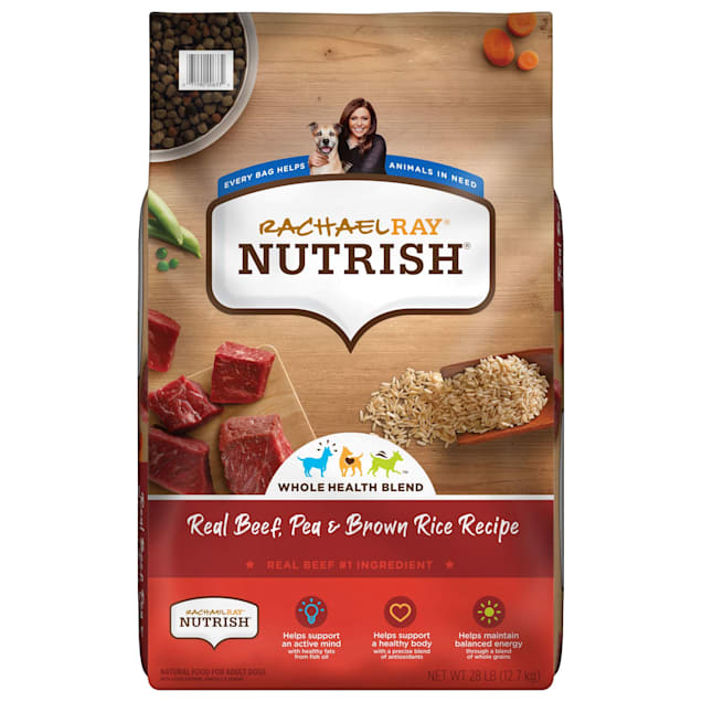 Rachael Ray Nutrish Natural Real Beef, Pea & Brown Rice Recipe Dry Dog Food, 28 lbs.