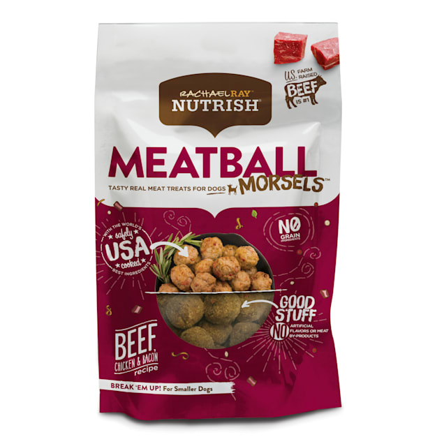 Rachael Ray Nutrish Meatball Morsels Grain Free Beef, Chicken & Bacon Recipe Dog Treats, 12 oz. - Carousel image #1