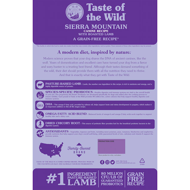 Taste of the Wild Sierra Mountain Grain-Free Roasted Lamb Dry Dog Food, 14 lbs.