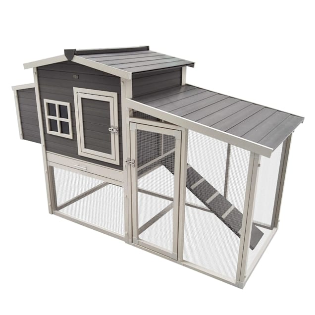 New Age Pet ecoFLEX Hampton Chicken Barn and Pen in Grey, 29.9" L X 74.8" W X 46.5" H - Carousel image #1