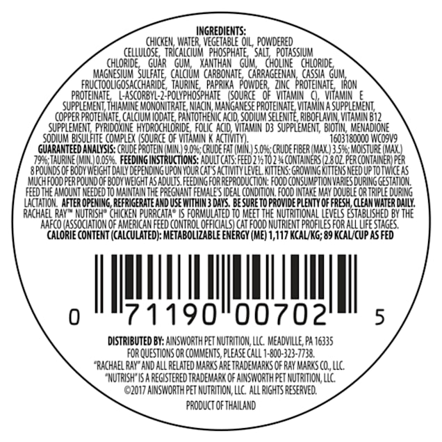 Rachael ray nutrish cat food ingredients 2025