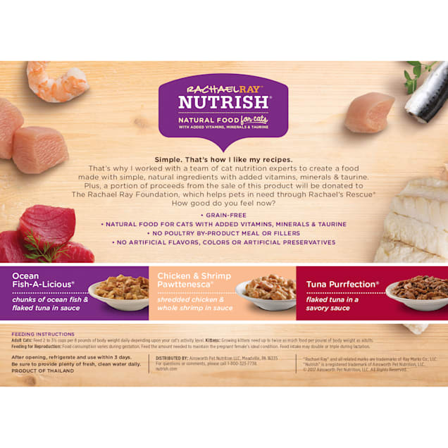 Rachael Ray Nutrish Natural Grain Free Ocean Lovers Variety Pack Wet Cat Food 2.8 oz. Pack of 12