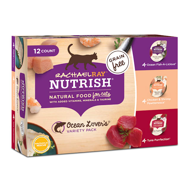 Rachael Ray Nutrish Natural Grain Free Ocean Lovers Variety Pack Wet Cat Food, 2.8 oz., Pack of 12 - Carousel image #1