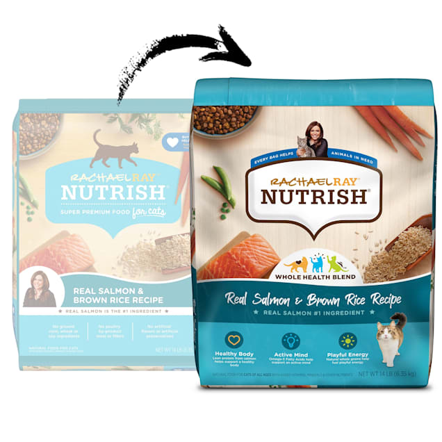 Rachael Ray Nutrish Natural Salmon Brown Rice Recipe Dry Cat Food 14 lbs