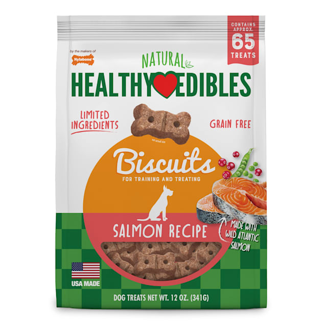 Nylabone Healthy Edibles Biscuits Salmon Flavor Dog Treats, 12 oz. - Carousel image #1