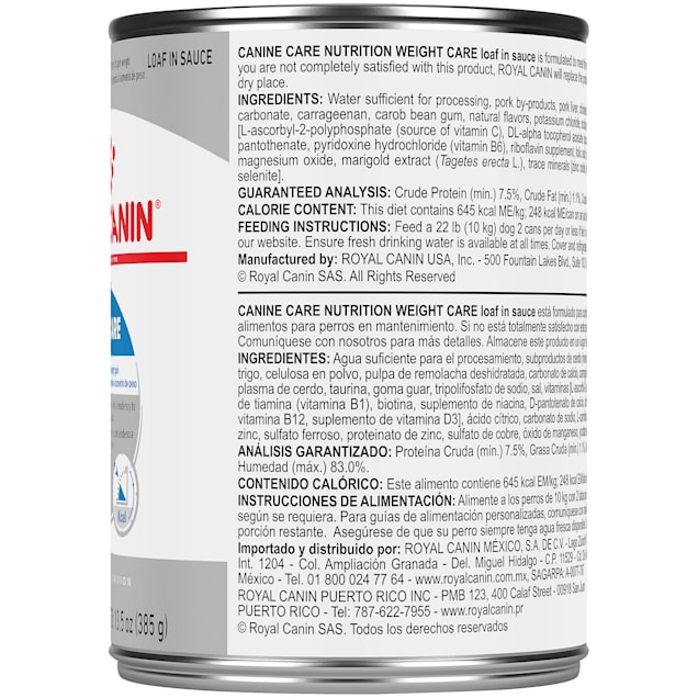 Royal canin weight care canned dog food outlet