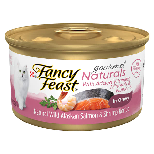 Fancy Feast Gourmet Naturals Wild Alaskan Salmon & Shrimp in Gravy Wet Cat Food, 3 oz., Case of 12 - Carousel image #1