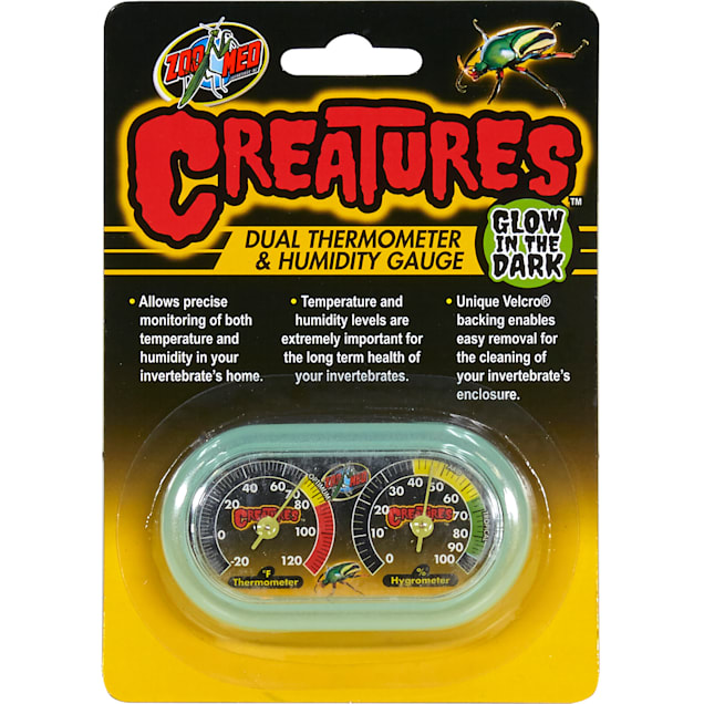 Zoo Med Creatures Dual Thermometer & Humidity Gauge Glow in the